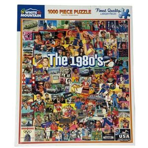 White Mountain 1980s Puzzle 1000 Piece 24x30 Retro Collage USA